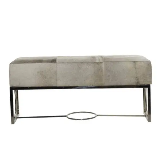 Silver Stainless Steel Contemporary Bench, 17' x 48" x 18" {4}