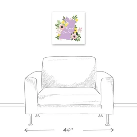 Happy Easter Floral Bunny 16" x 16" Canvas Wall Art {6}