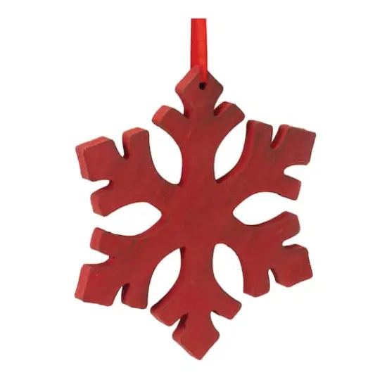 7.75" Red Fir Wood Snowflake Ornament Set {4}