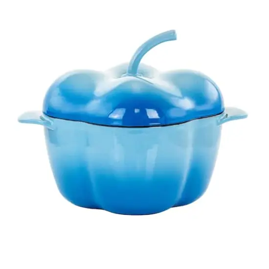 MegaChef 3qt. Blue Pepper Shaped Enameled Cast Iron Casserole {1}
