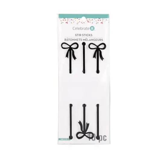 Black Bow Stir Sticks, 10ct. by Celebrate It&trade; {1}