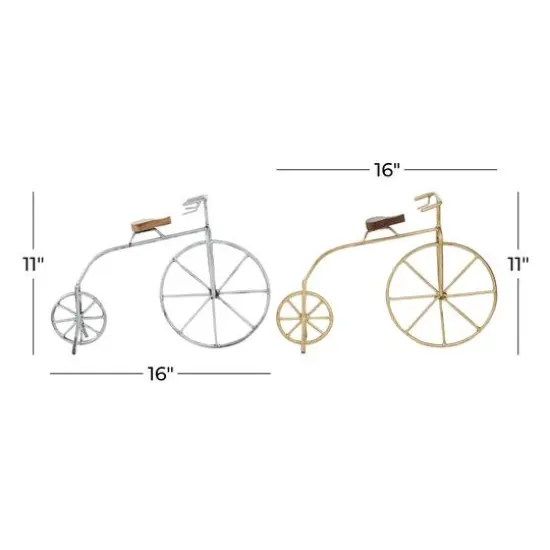 Gold and Silver Metal Contemporary Bicycle Set {8}