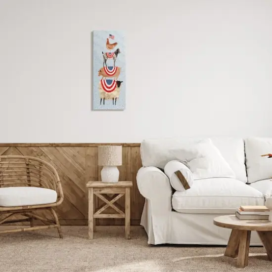 Stupell Industries Americana Stacked Farm Animals Watercolor Chicken Goat Pig and Sheep Canvas Wall Art {3}
