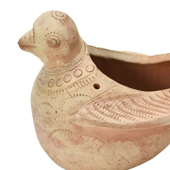 Hello Honey&reg; 8" Terra Cotta Bird Planter with Engraved Designs {3}