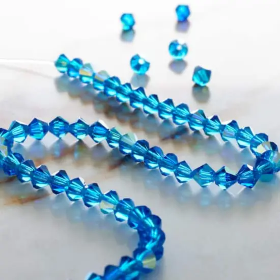 Preciosa Glass Crystal Bicone Beads, 4mm by Bead Landing&trade; Capri Blue AB {3}