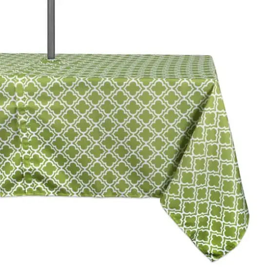 DII&reg; 84" Green Lattice Outdoor Tablecloth with Zipper {1}