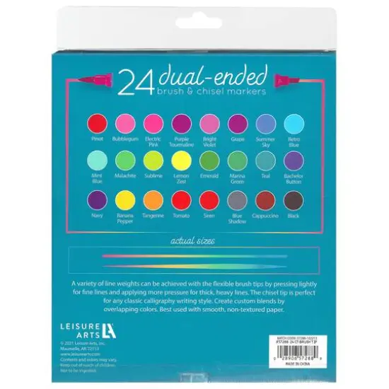 Leisure Arts&reg; 24 Color Brush & Chisel Dual Tip Marker Set {3}