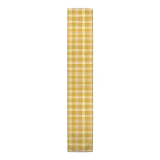 Faded Plaid Indoor/Outdoor Table Runner Yellow {1}