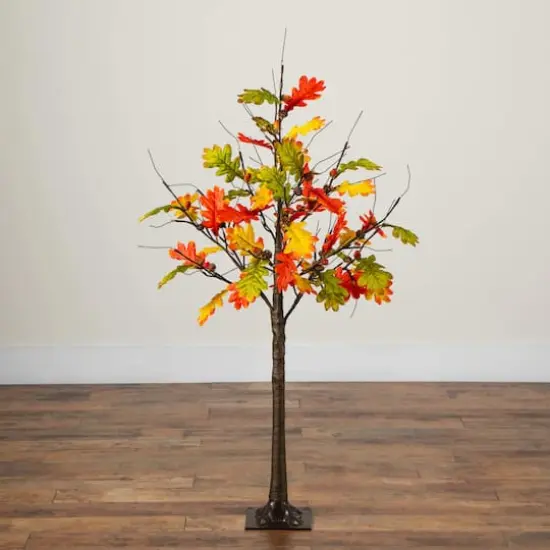 4ft. Pre-Lit Autumn Maple Artificial Fall Tree with Pinecones, Acorns and 60 Warm White LED Lights {7}