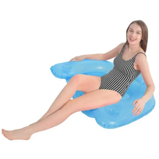 50" Blue Mosaic Water Lounger with Cup Holders & Backrest {3}
