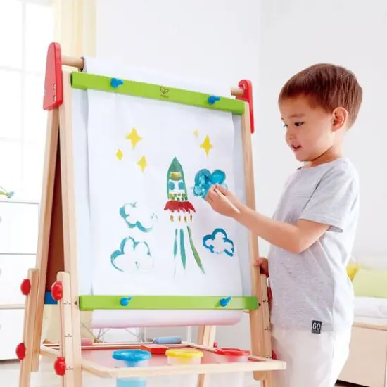 Hape All-in-One Easel Kid's Wooden Double-Sided Art Easel {6}