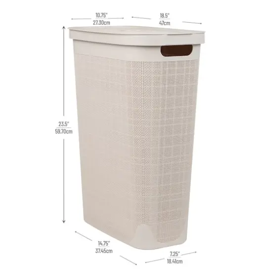 Mind Reader 23.5" Plastic Slim Laundry Hamper Ivory {4}