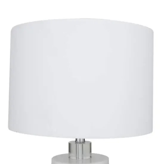 White Marble Thick Stand Table Lamp with Drum Shade 15" x 15" x 26" {5}