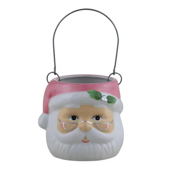 5" Pink Santa Claus Nostalgic Ceramic Container {6}