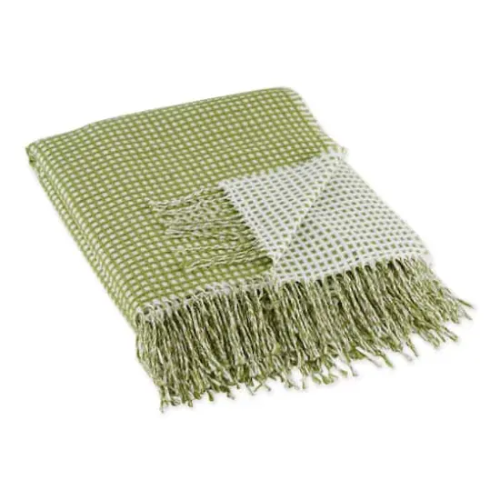 DII&reg; Antique Green & White Waffle Knit Throw {1}