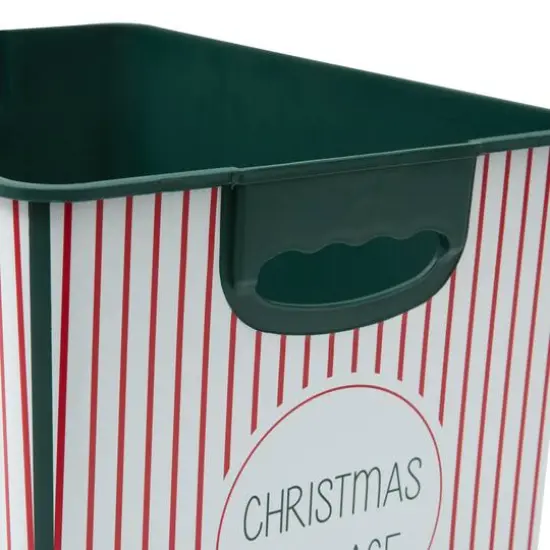 Simplify Christmas Stripe Design Green Ornament Storage Tote Bin {9}