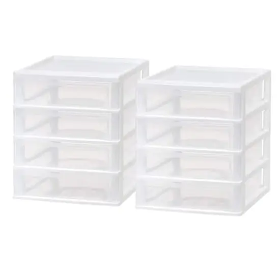 IRIS White 4-Drawer Desktop Plastic Drawer Organizer {1}