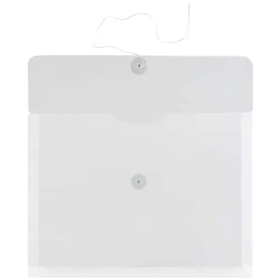 JAM Paper Letter Booklet Plastic Envelopes with Button & String Tie Closure, 12ct. Clear {4}