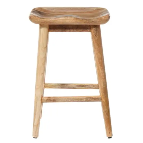 Brown Wood Contemporary Stool, 24" x 17" x 14" {4}