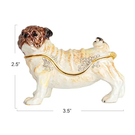Hello Honey&reg; 3.5" Multicolor Jeweled Pug Trinket Box {11}