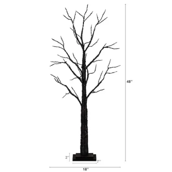 4ft. Pre-Lit LED Black Twig Artificial Halloween Tree {9}