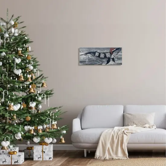 Stupell Industries Ho Ho Ho Christmas Santa Whale Canvas Wall Art {3}