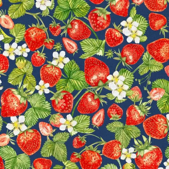 Fabric Editions Navy Strawberry Cotton Fabric {4}