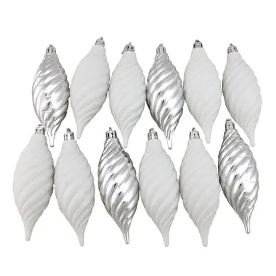 125ct. Winter White & Silver Shatterproof 4-Finish Christmas Ornaments {8}