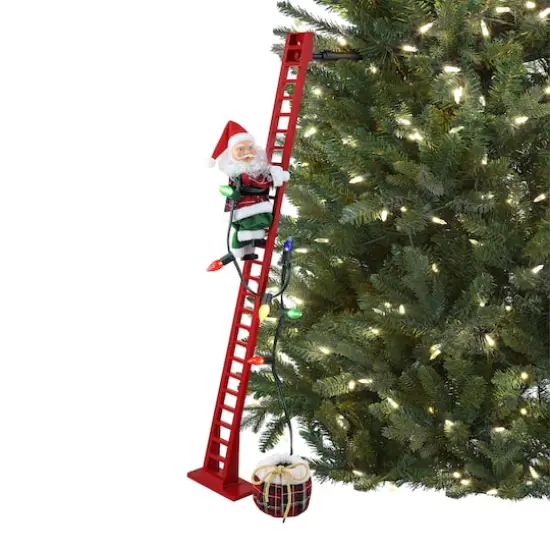 43" Super Climbing Plaid Santa with Ladder {1}