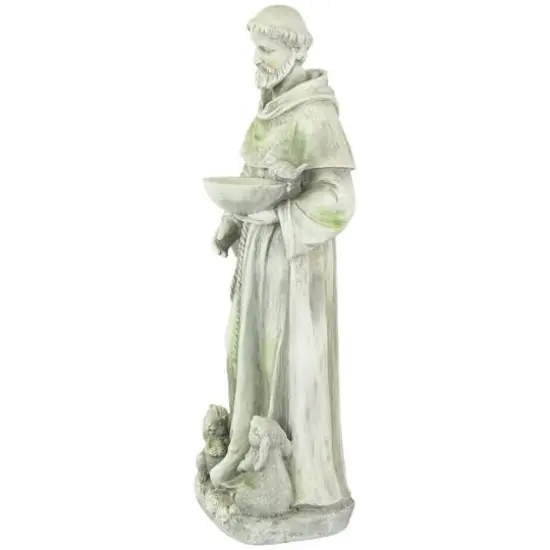 23.5" Religious St. Francis of Assisi Bird Feeder Outdoor Garden Statue {5}