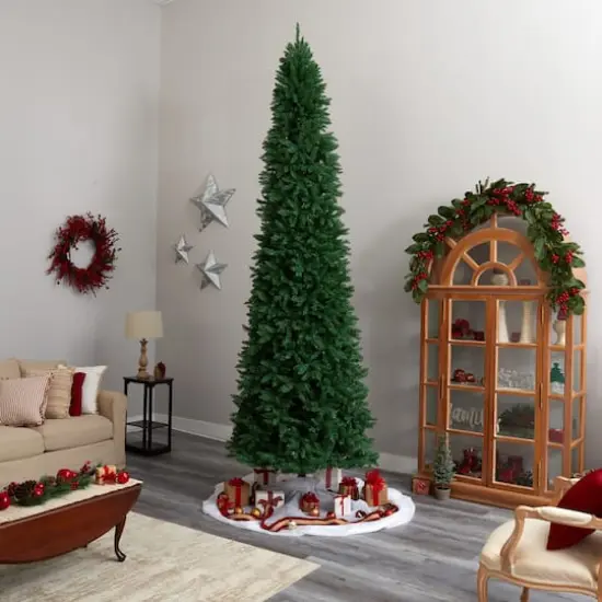 12ft. Unlit Slim Green Mountain Pine Artificial Christmas Tree {7}