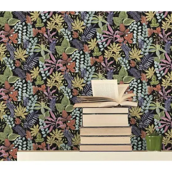 RoomMates Watercolor Tropics Peel & Stick Wallpaper Black/Yellow {5}