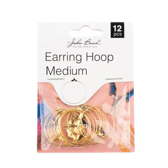 John Bead 25mm Gold Earring Hoops, 12ct. {1}