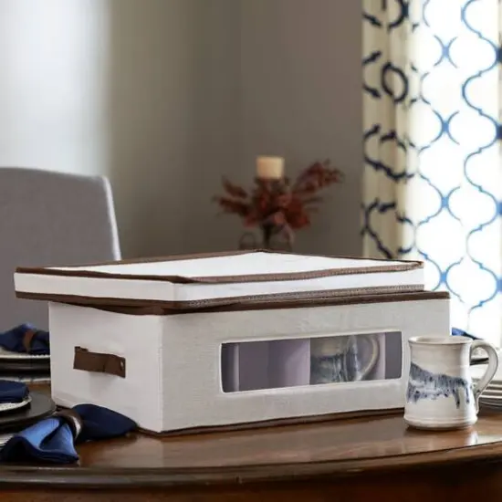 Household Essentials Glassware Storage Box White {4}