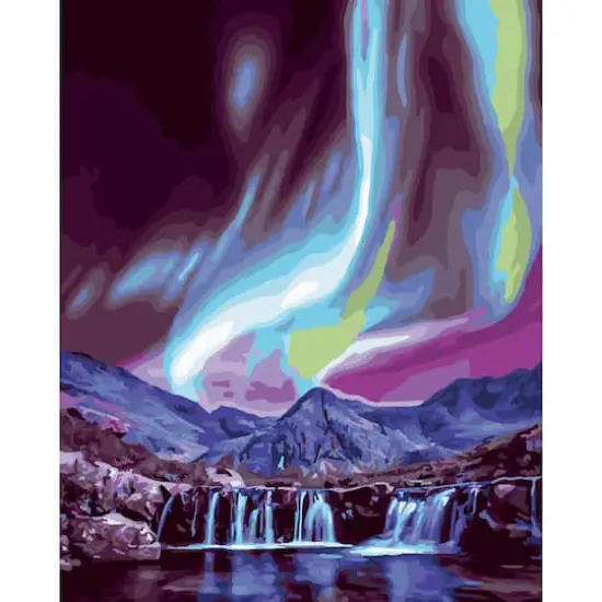 16" x 20" Northern Lights Paint-by-Number Kit with Wood Display Hanger by Artist's Loft&reg; {1}