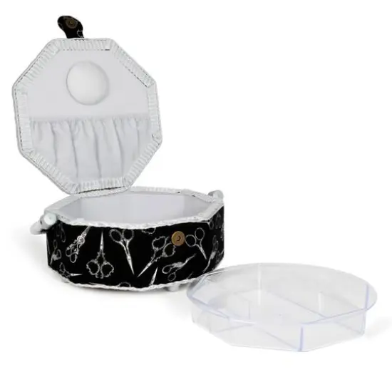 Dritz&reg; Small Black Scissors Octagon Sewing Basket {4}