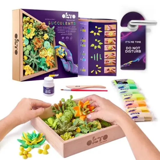 OKTO DIY Wood & Craft Energy Succulents Clay Kit {8}