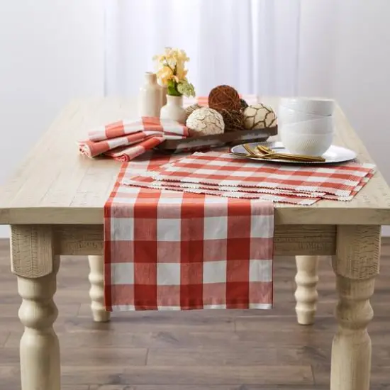 DII&reg; Buffalo Check Ribbed Placemat, 6ct. Vintage Red/White {12}