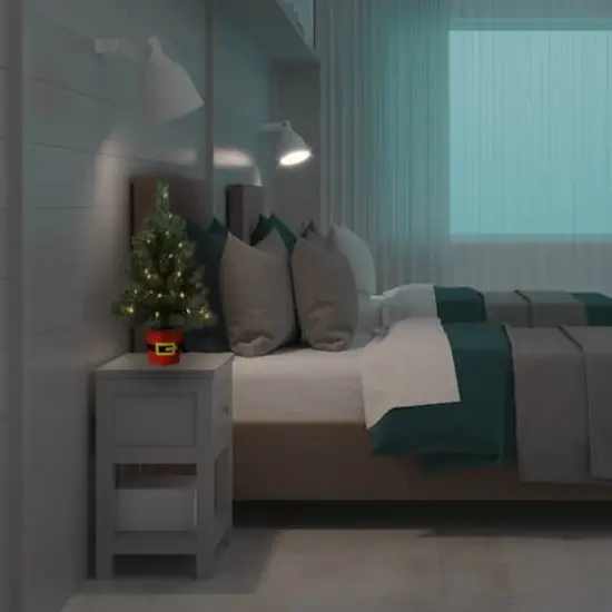 20" Pre-Lit Night Night&trade; Classic Pine Artificial Tabletop Christmas Tree in Santa Belt Base, Clear LED Lights {3}