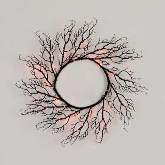 23" Pre-Lit Halloween Black Wreath {12}