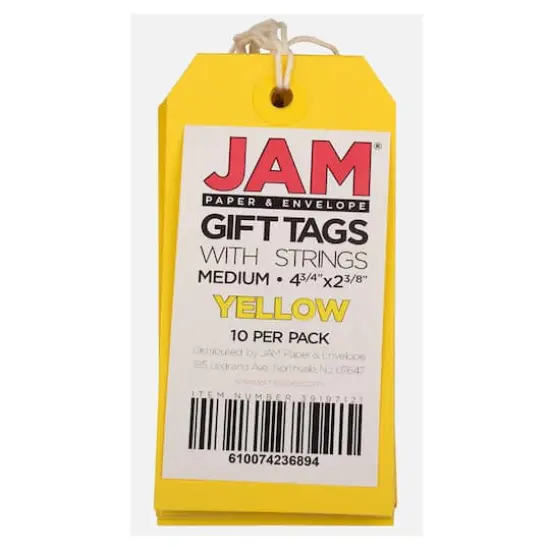 JAM Paper Medium Gift Tags with String Yellow {4}