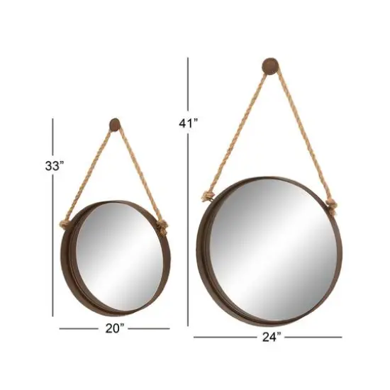 Brown Metal Industrial Hanging Wall Mirrors, 2ct. {8}