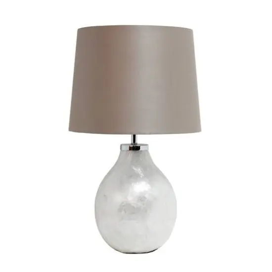 Simple Designs Light Pearl Table Lamp with Fabric Shade {1}