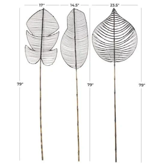 79" Black Bamboo Wood Handmade Woven Leaf Set {7}