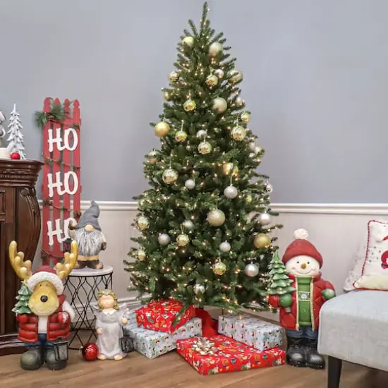 7.5ft. Unlit Hinged Natural Fraser Fir Slim Artificial Christmas Tree {5}