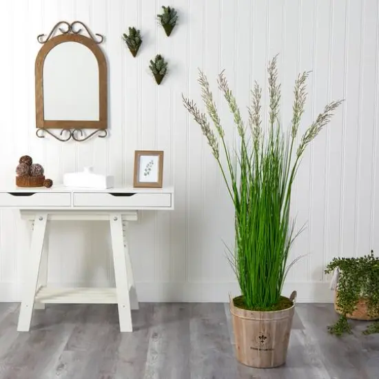 5.3ft. Wheat Grass Plant in Farmhouse Planter {3}