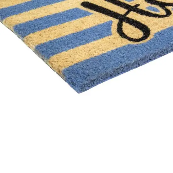 Natural Coir Striped Hello Doormat {6}