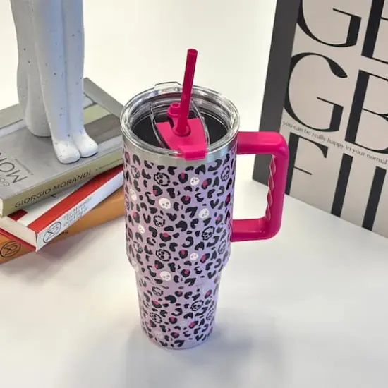 40oz. Pink Skull Leopard Stainless Steel Insulated Tumbler by Ashland&reg; {3}