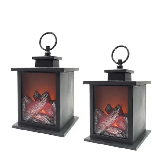 Kate Aspen&reg; Tokyo LED Black Vintage Decorative Lantern, 2ct. {1}