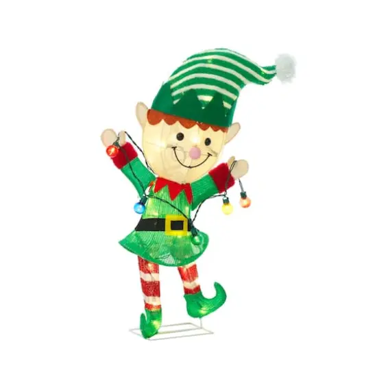 28" Tinself Elf with String Lights Figurine {4}